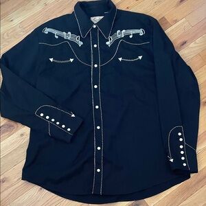 Vintage Scully Men's Music Notes Embroidered Western Retro Shirt